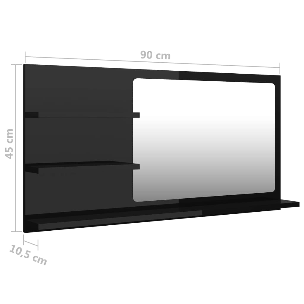 Miroir de salle de bain 90x10,5x45 cm en bois travaillé