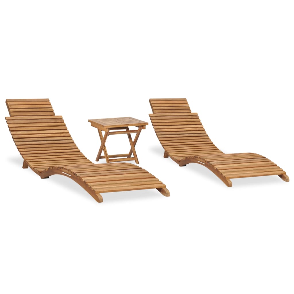 Bain de soleil avec table pliante en bois de teck massif