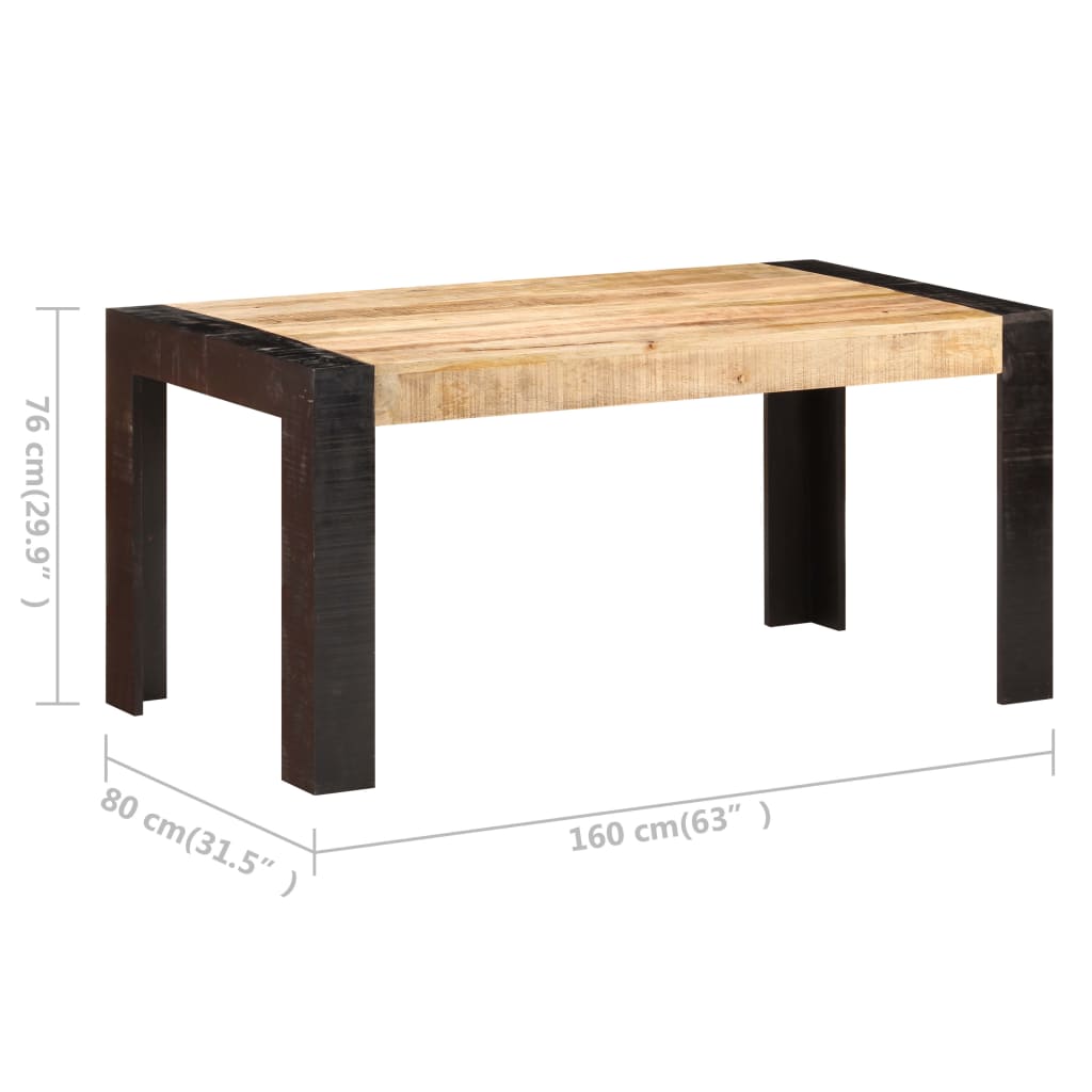 Eettafel 140x70x76 cm massief ruw mangohout