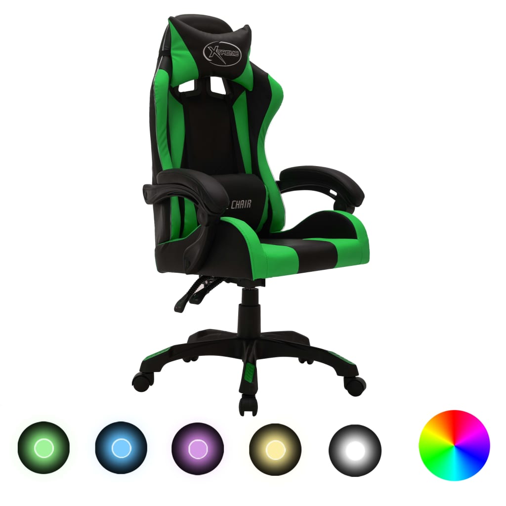 Chaise de course avec éclairage LED RGB simili cuir