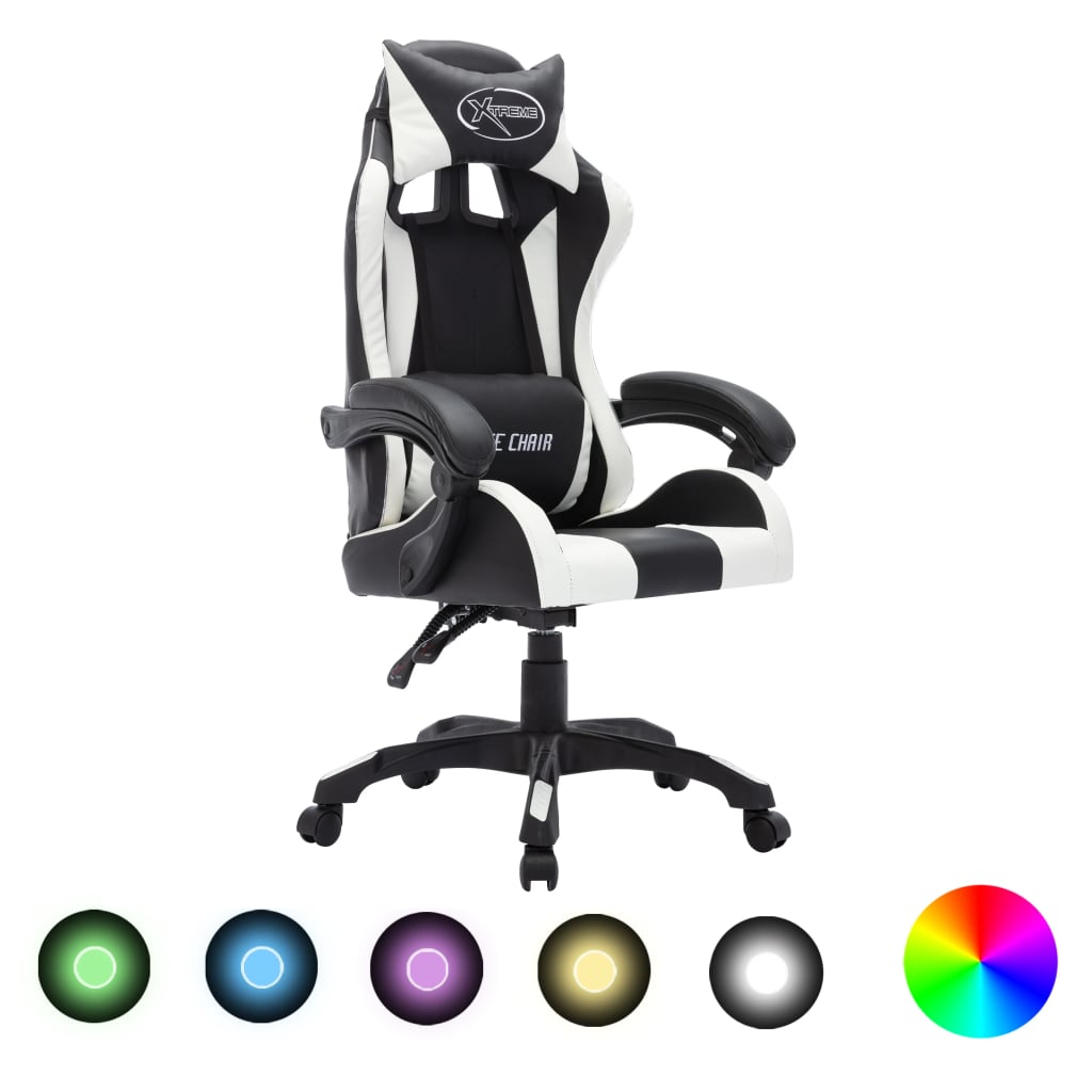 Chaise de course avec éclairage LED RGB simili cuir