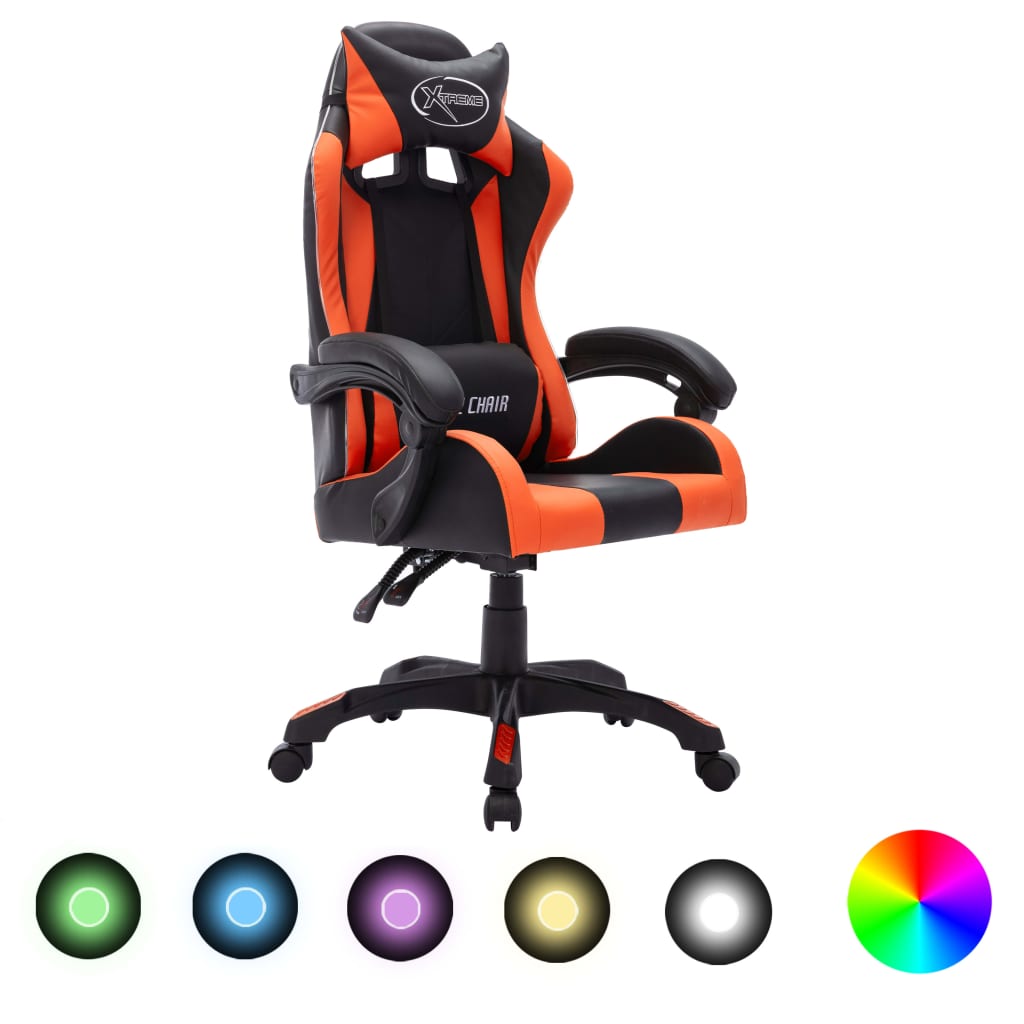 Chaise de course avec éclairage LED RGB simili cuir