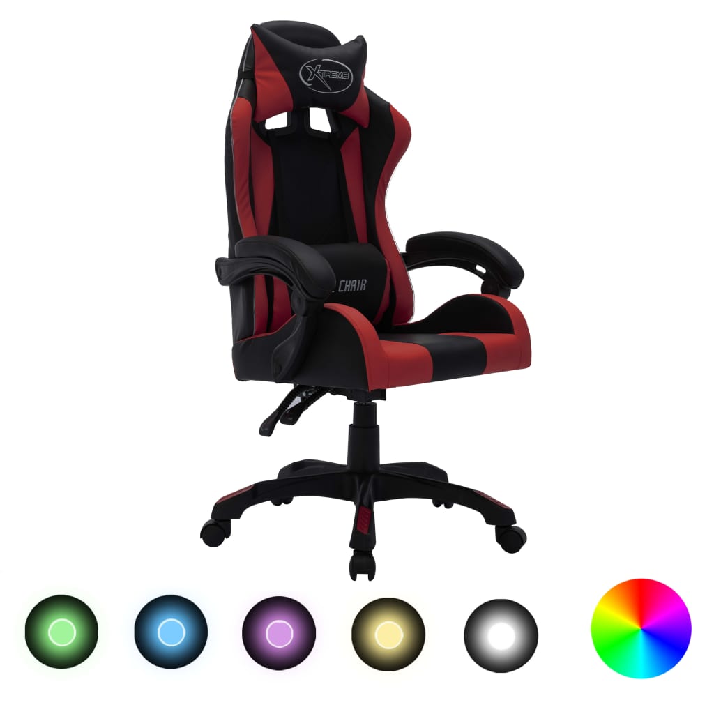 Chaise de course avec éclairage LED RGB simili cuir