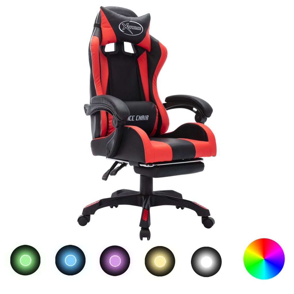 Chaise de course avec éclairage LED RGB simili cuir