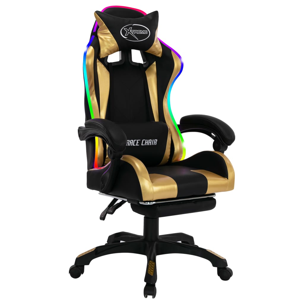 Chaise de course avec éclairage LED RGB simili cuir