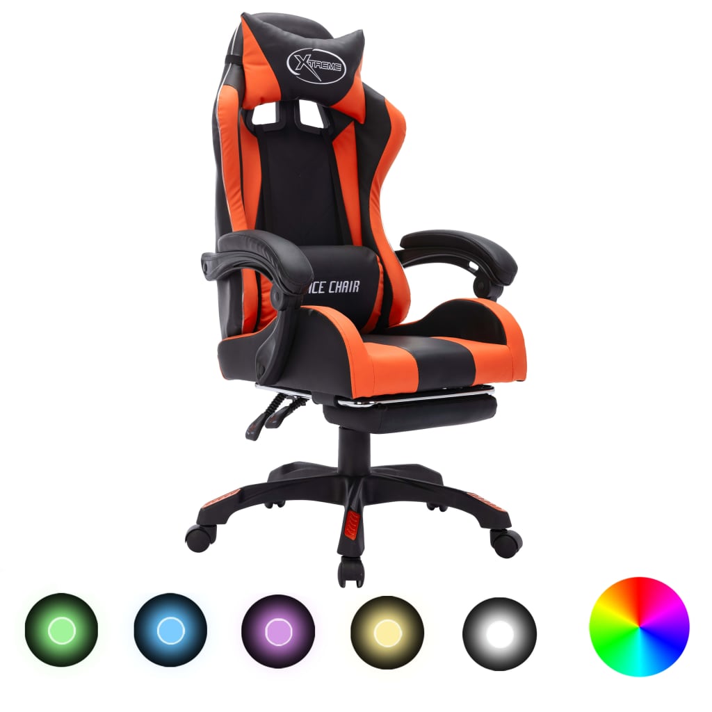 Chaise de course avec éclairage LED RGB simili cuir