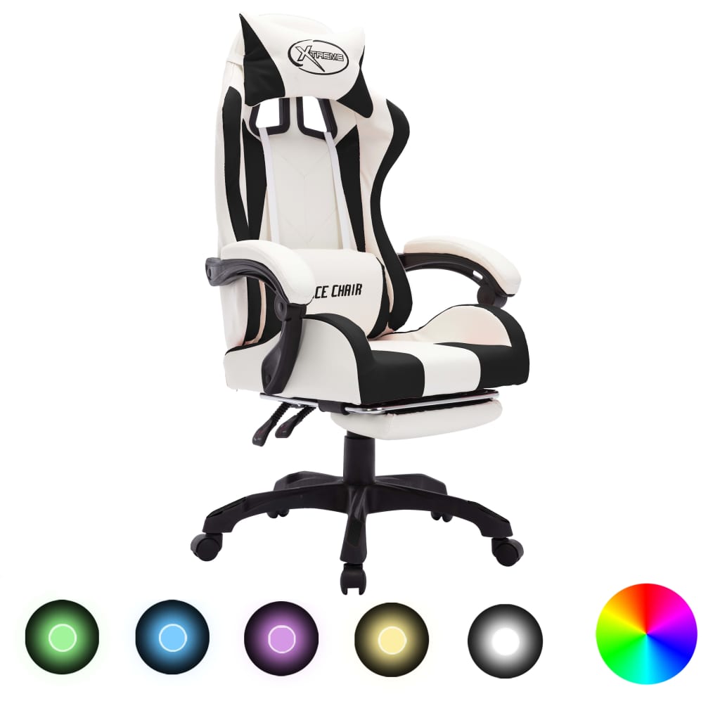 Chaise de course avec éclairage LED RGB simili cuir