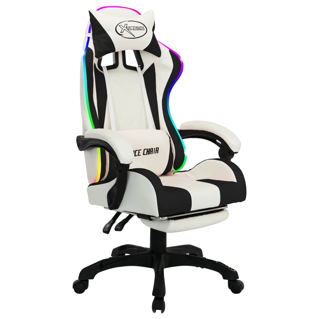 Chaise de course avec éclairage LED RGB simili cuir