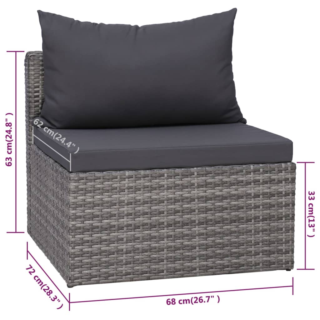 10-delige Loungeset met kussens poly rattan