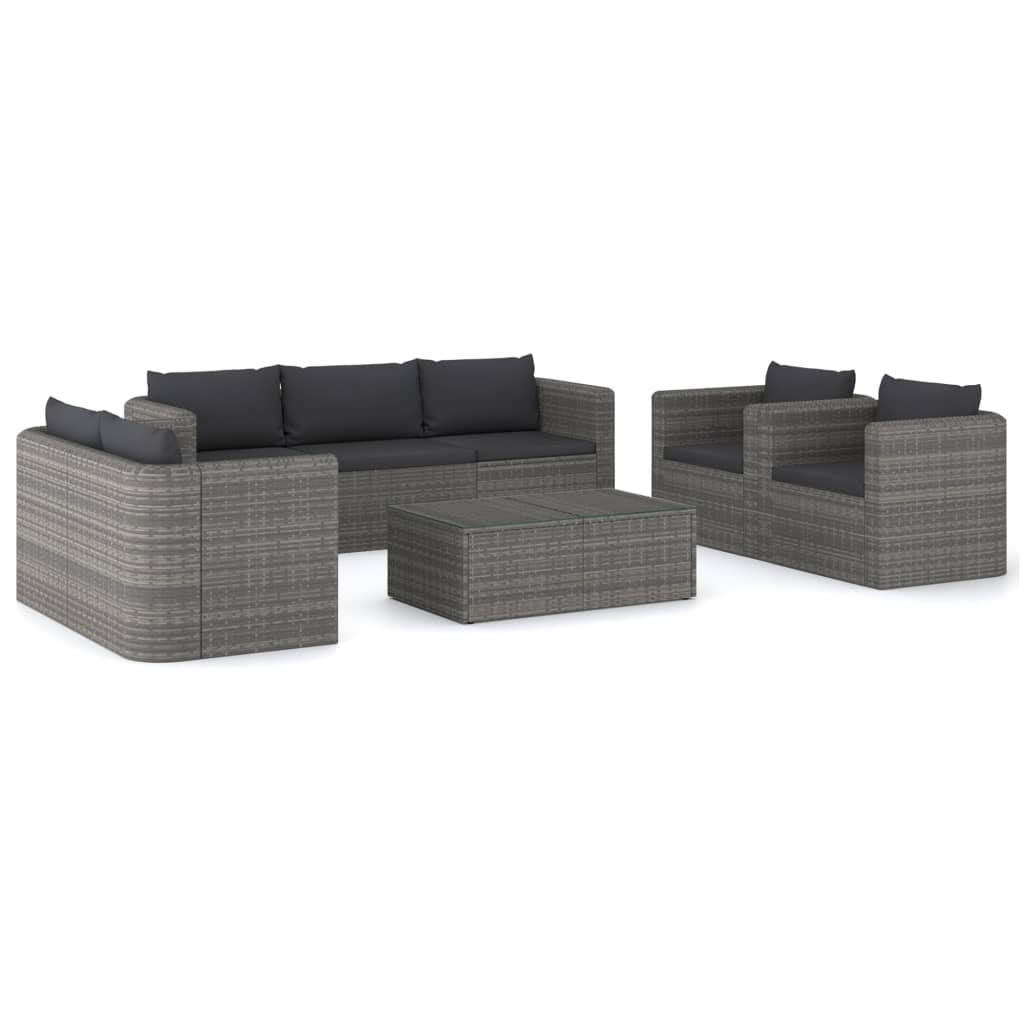 10-delige Loungeset met kussens poly rattan