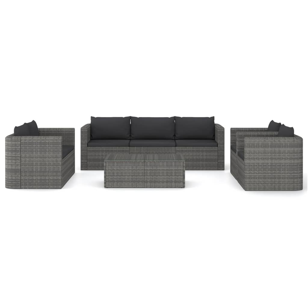 10-delige Loungeset met kussens poly rattan