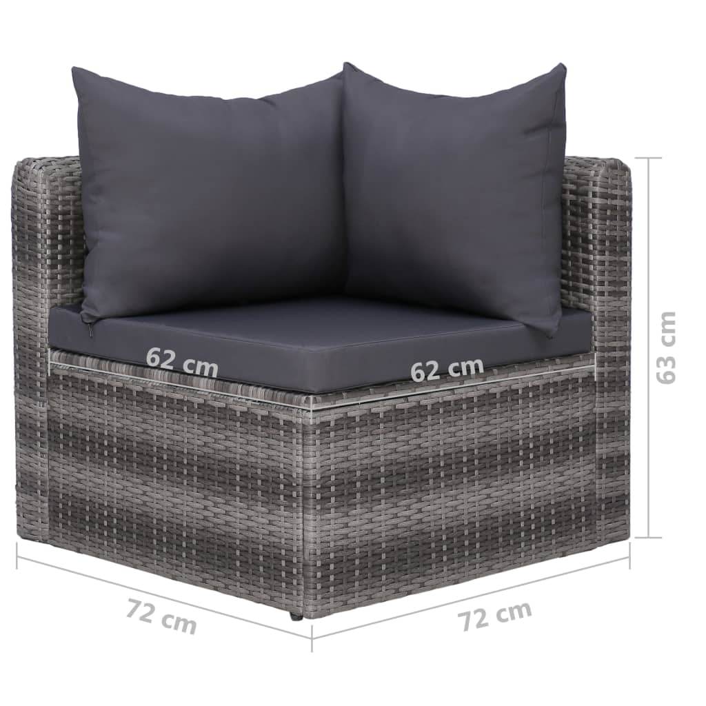 10-delige Loungeset met kussens poly rattan