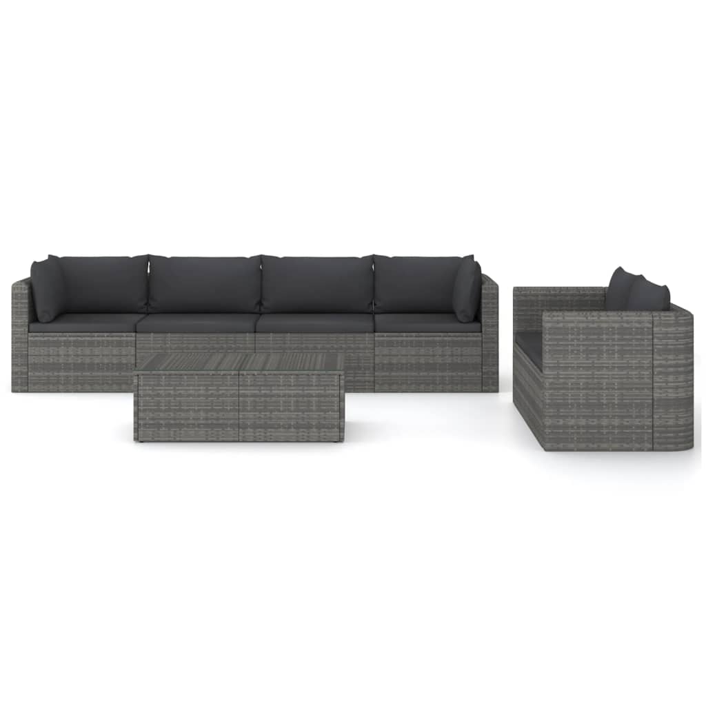 10-delige Loungeset met kussens poly rattan