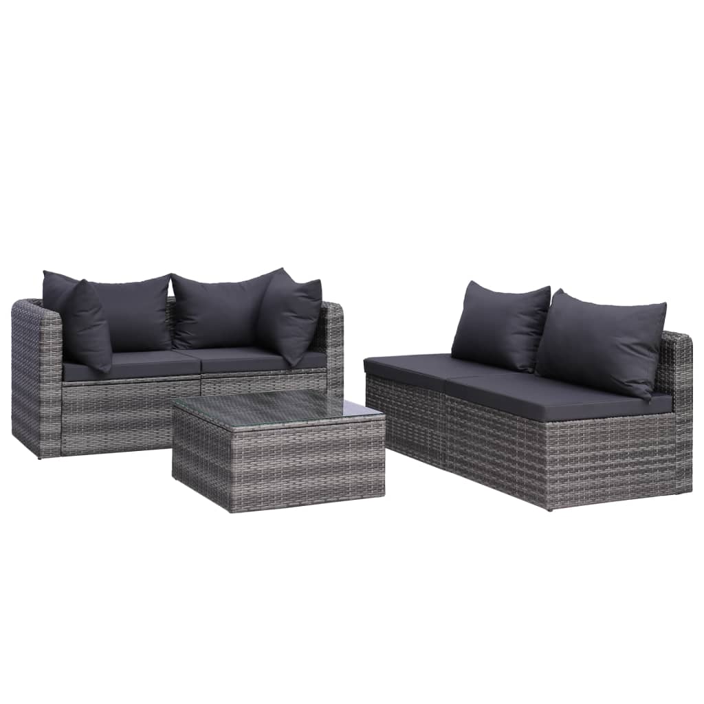 10-delige Loungeset met kussens poly rattan