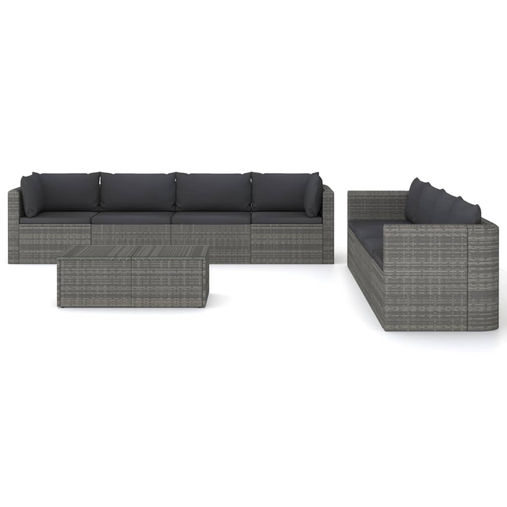 10-delige Loungeset met kussens poly rattan