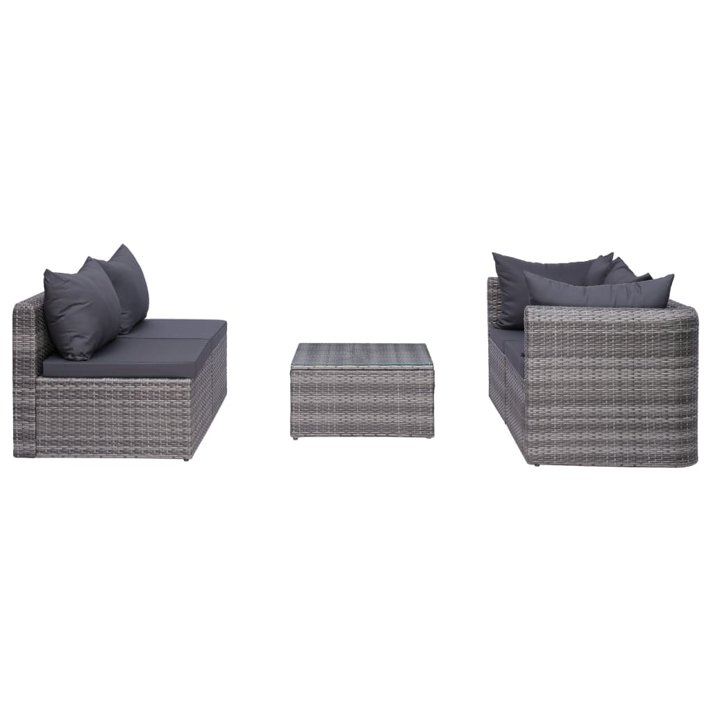 10-delige Loungeset met kussens poly rattan