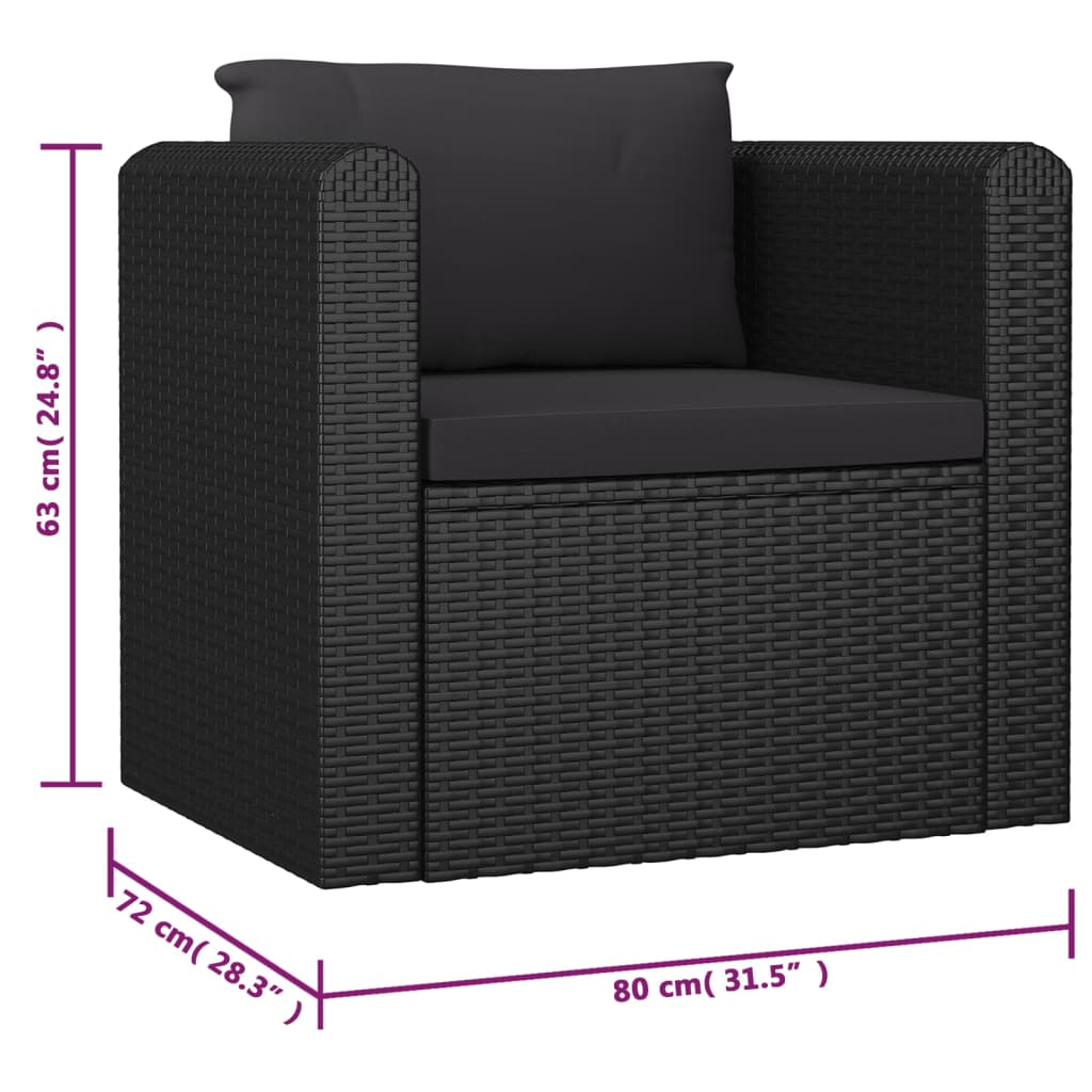 10-delige Loungeset met kussens poly rattan