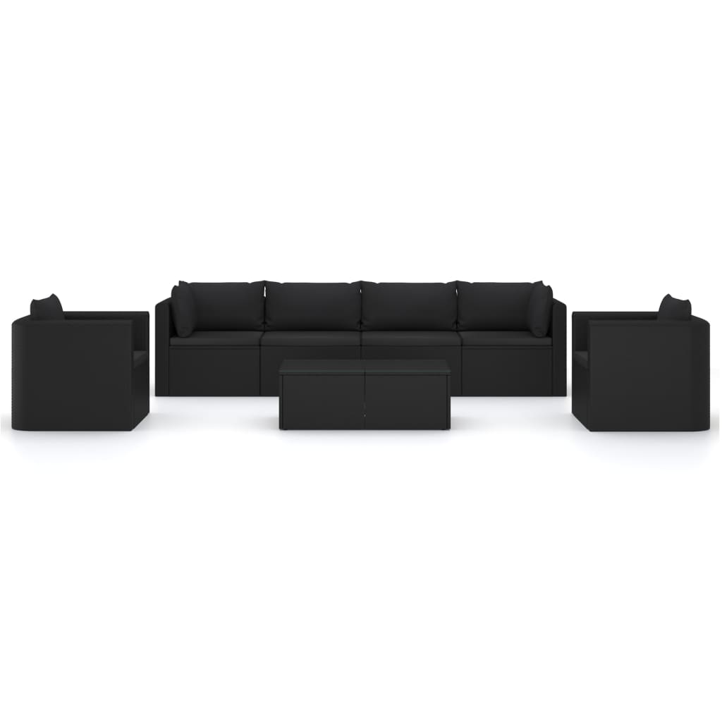 10-delige Loungeset met kussens poly rattan