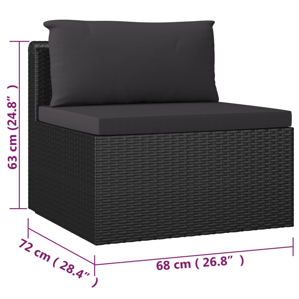 10-delige Loungeset met kussens poly rattan