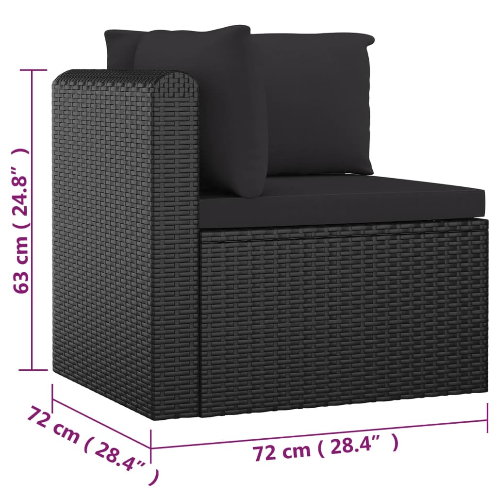 10-delige Loungeset met kussens poly rattan