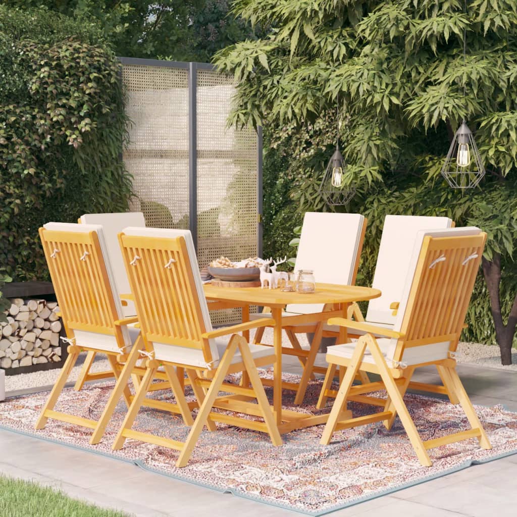 Salon de jardin 5 pièces avec coussins gris en bois de teck massif