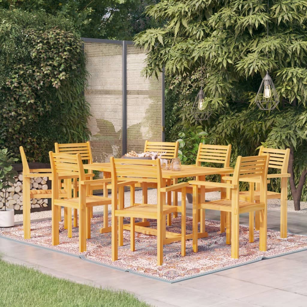 Ensemble de jardin 9 pièces en bois de teck massif