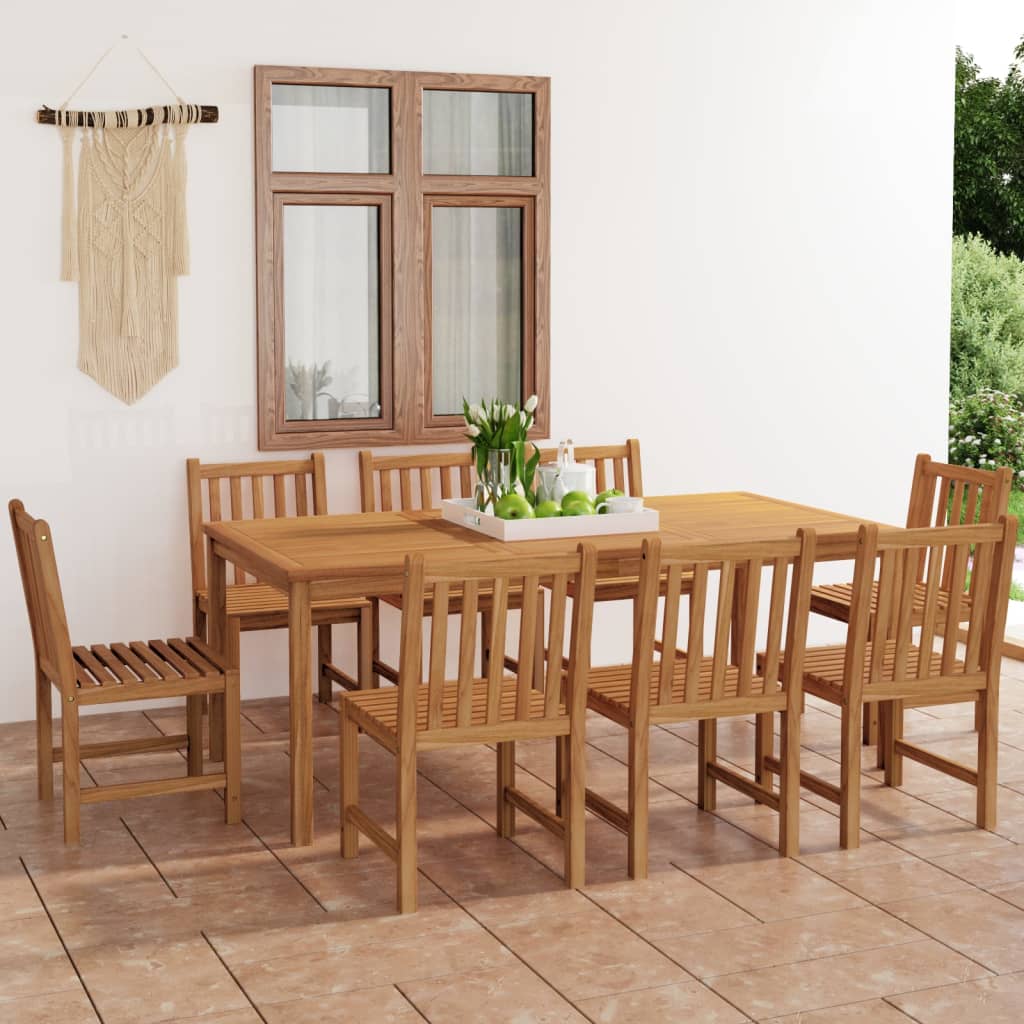 Ensemble de jardin 9 pièces en bois de teck massif