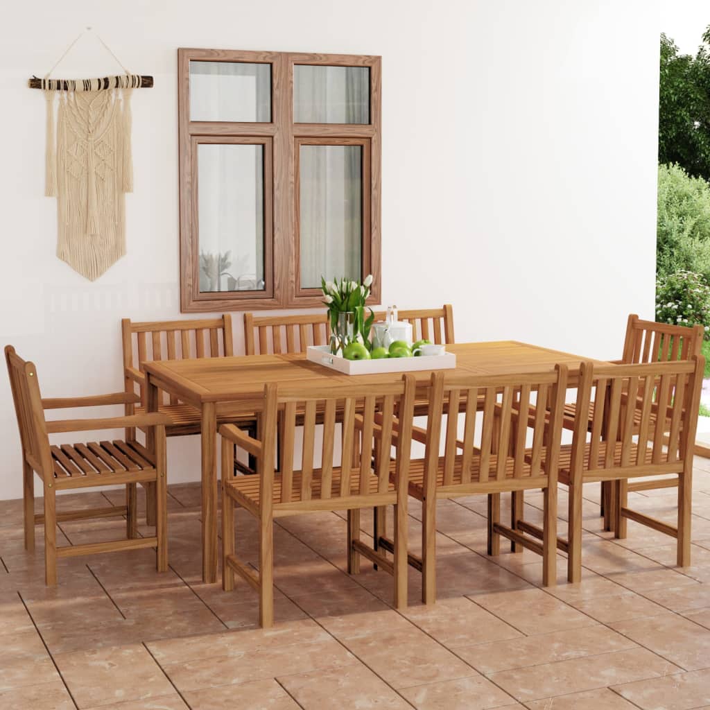 Ensemble de jardin 9 pièces en bois de teck massif