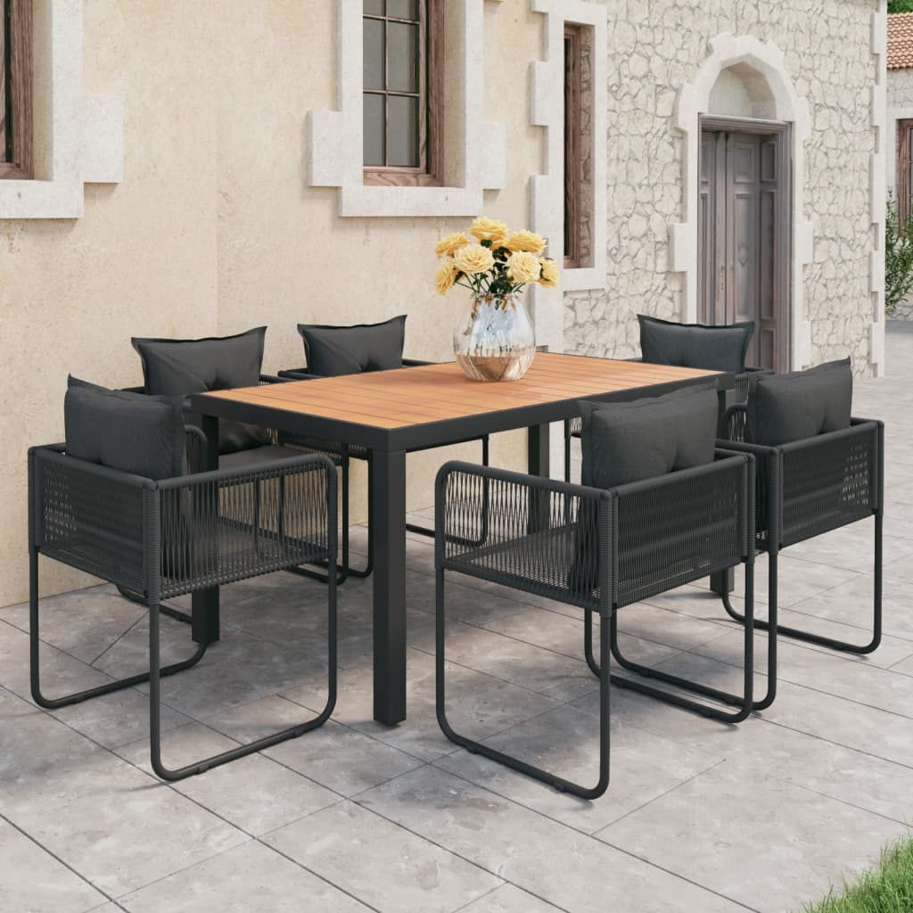 3-delige Tuinset PVC-rattan zwart en bruin