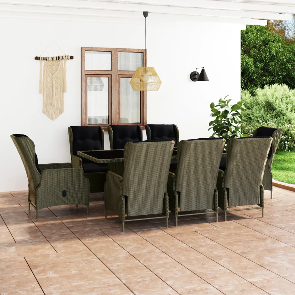 9-delige Tuinset met kussens poly rattan