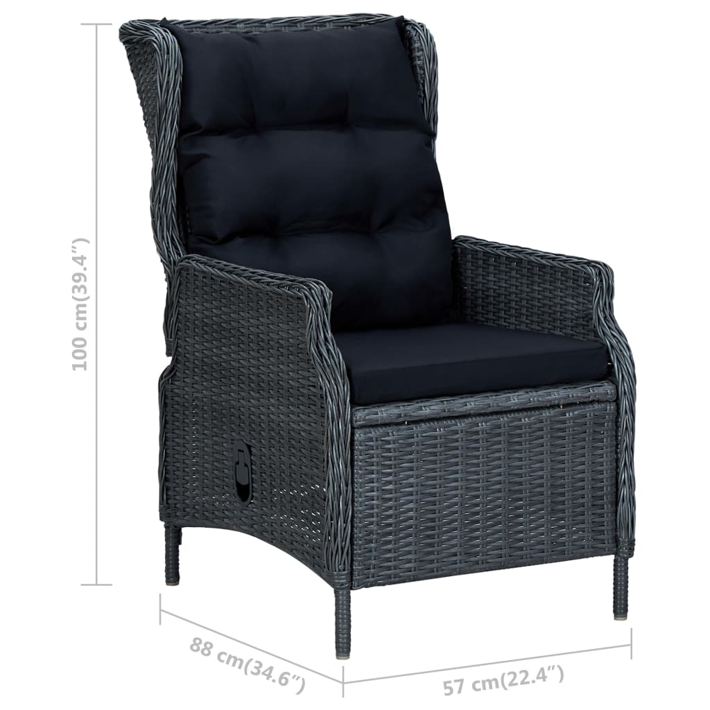 3-delige Loungeset met kussens poly rattan