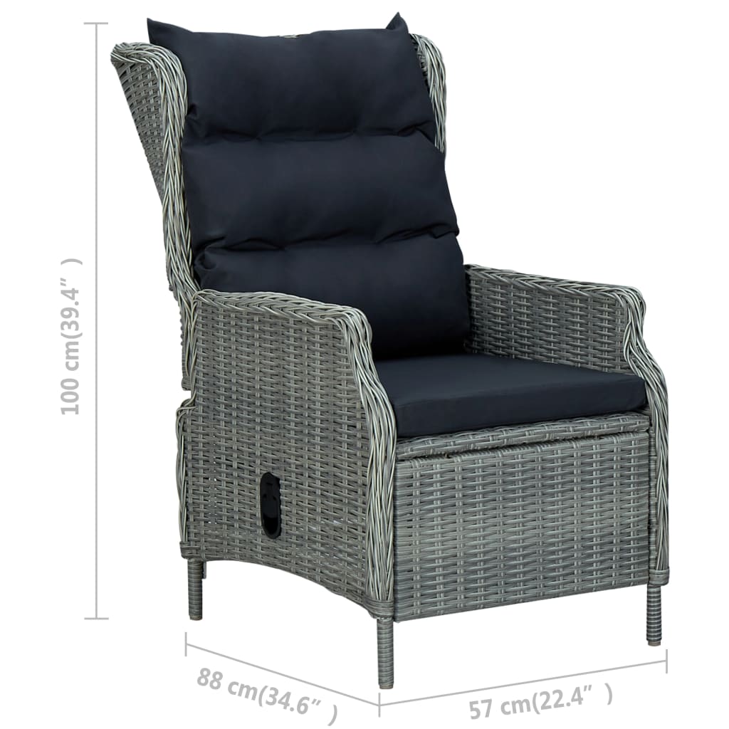 3-delige Loungeset met kussens poly rattan