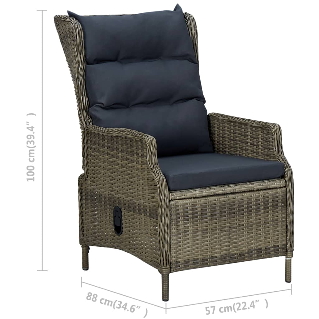 3-delige Loungeset met kussens poly rattan