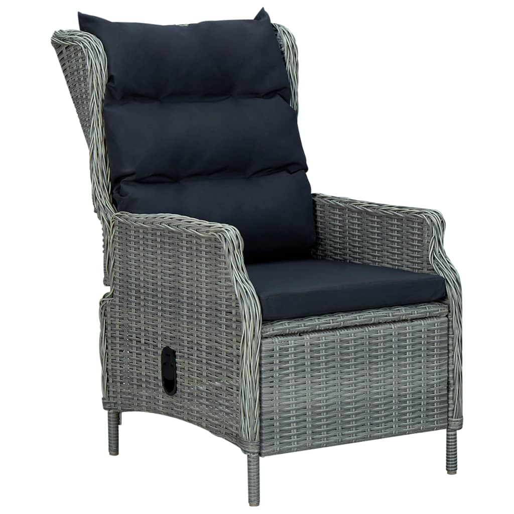 2-delige Loungeset met kussens poly rattan donkergrijs