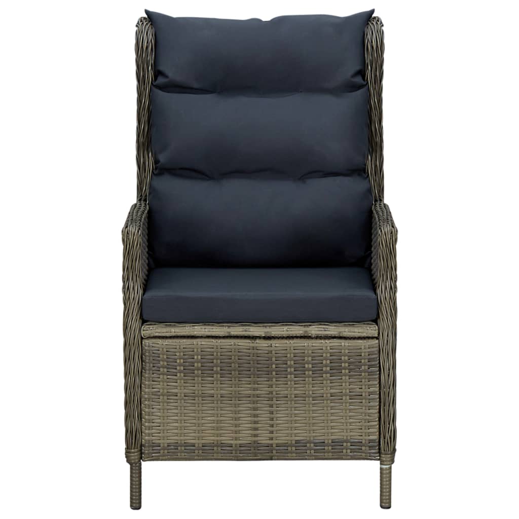 2-delige Loungeset met kussens poly rattan donkergrijs