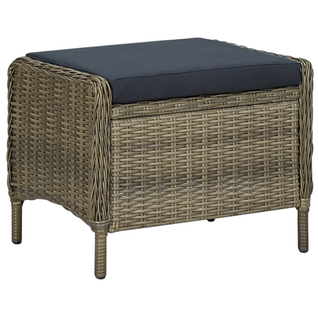 2-delige Loungeset met kussens poly rattan donkergrijs