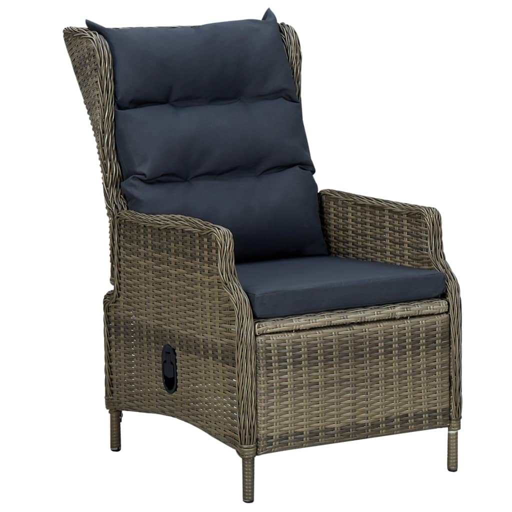 2-delige Loungeset met kussens poly rattan donkergrijs