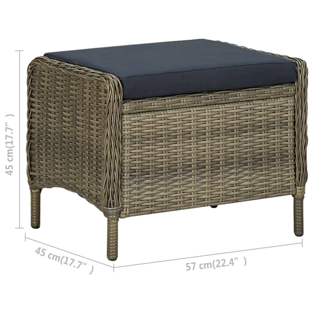 2-delige Loungeset met kussens poly rattan donkergrijs