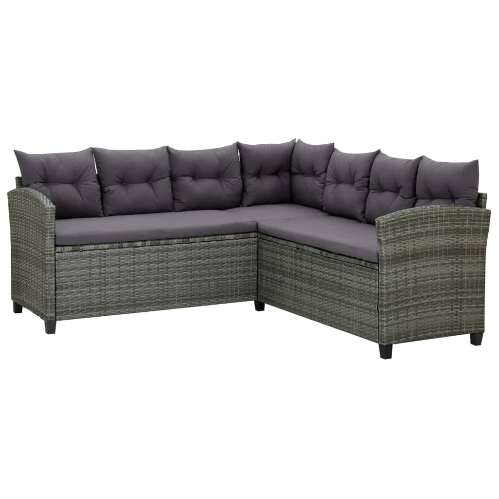 6-delige Loungeset met kussens poly rattan