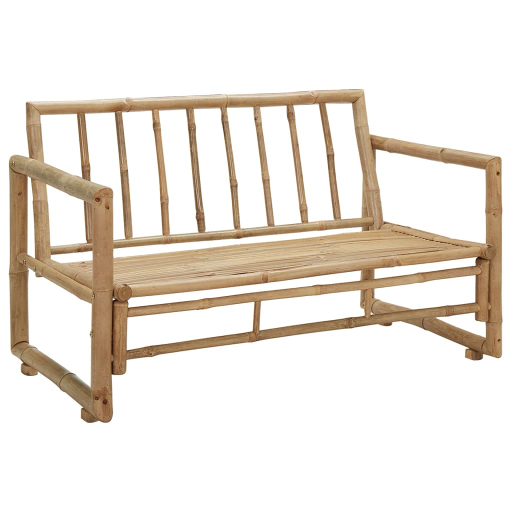 Banc de jardin 2 places avec coussins en bambou