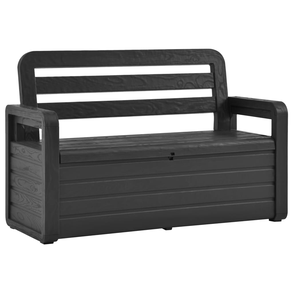 Banc de rangement de jardin 132,5 cm plastique anthracite