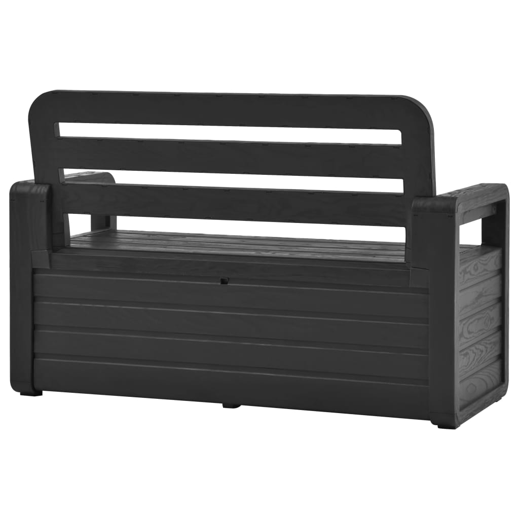 Banc de rangement de jardin 132,5 cm plastique anthracite