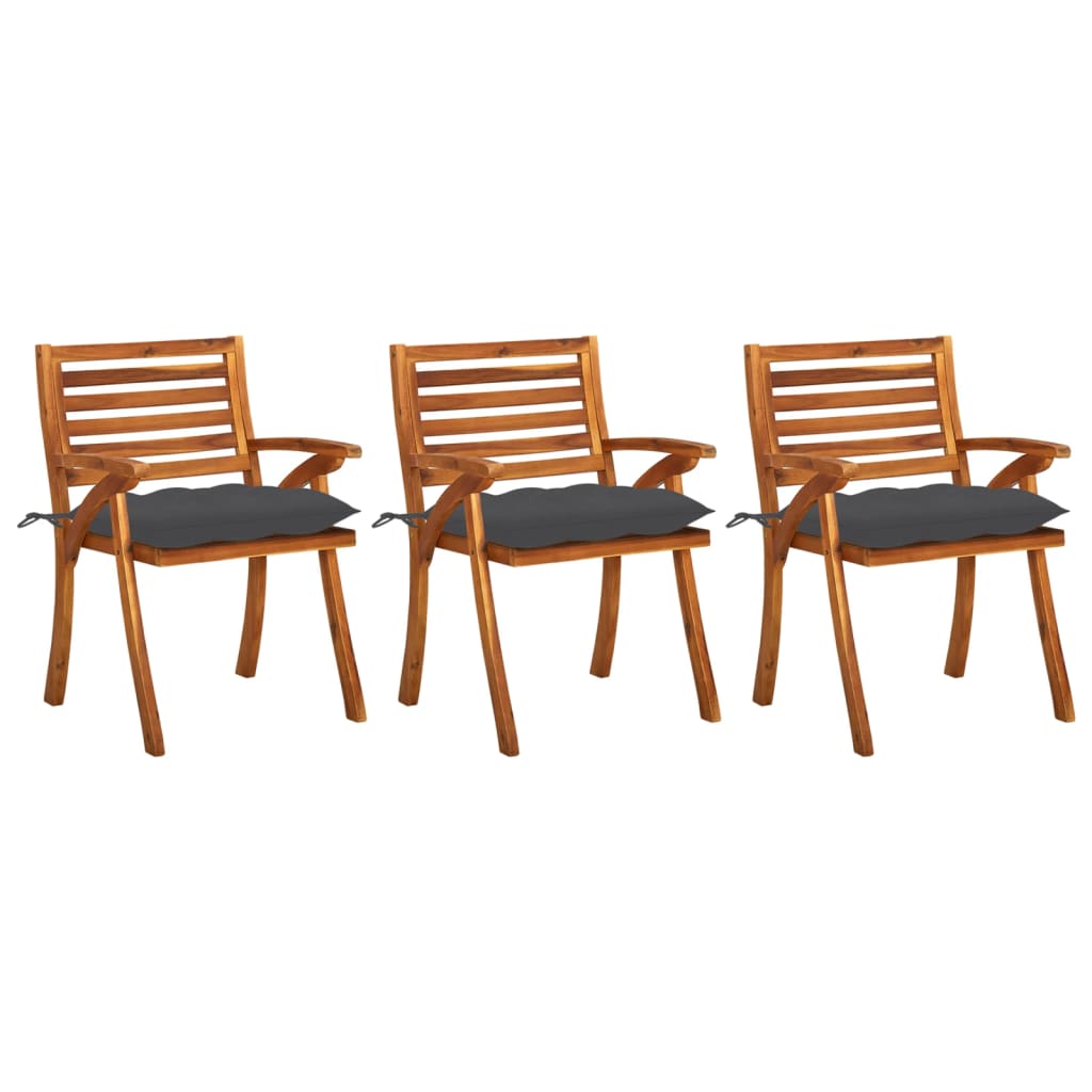 Chaises de jardin 4 pcs avec coussins en bois d'acacia massif