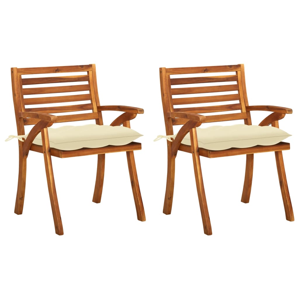 Chaises de jardin 4 pcs avec coussins en bois d'acacia massif