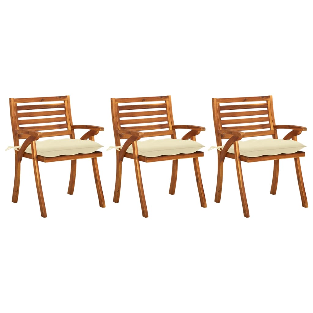 Chaises de jardin 4 pcs avec coussins en bois d'acacia massif