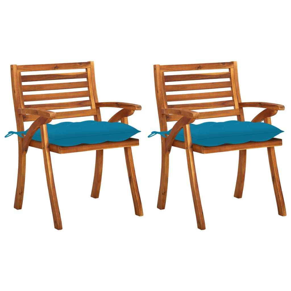 Chaises de jardin 4 pcs avec coussins en bois d'acacia massif