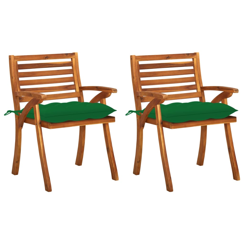 Chaises de jardin 4 pcs avec coussins en bois d'acacia massif