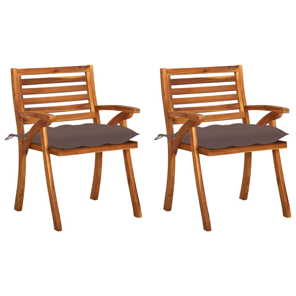 Chaises de jardin 4 pcs avec coussins en bois d'acacia massif