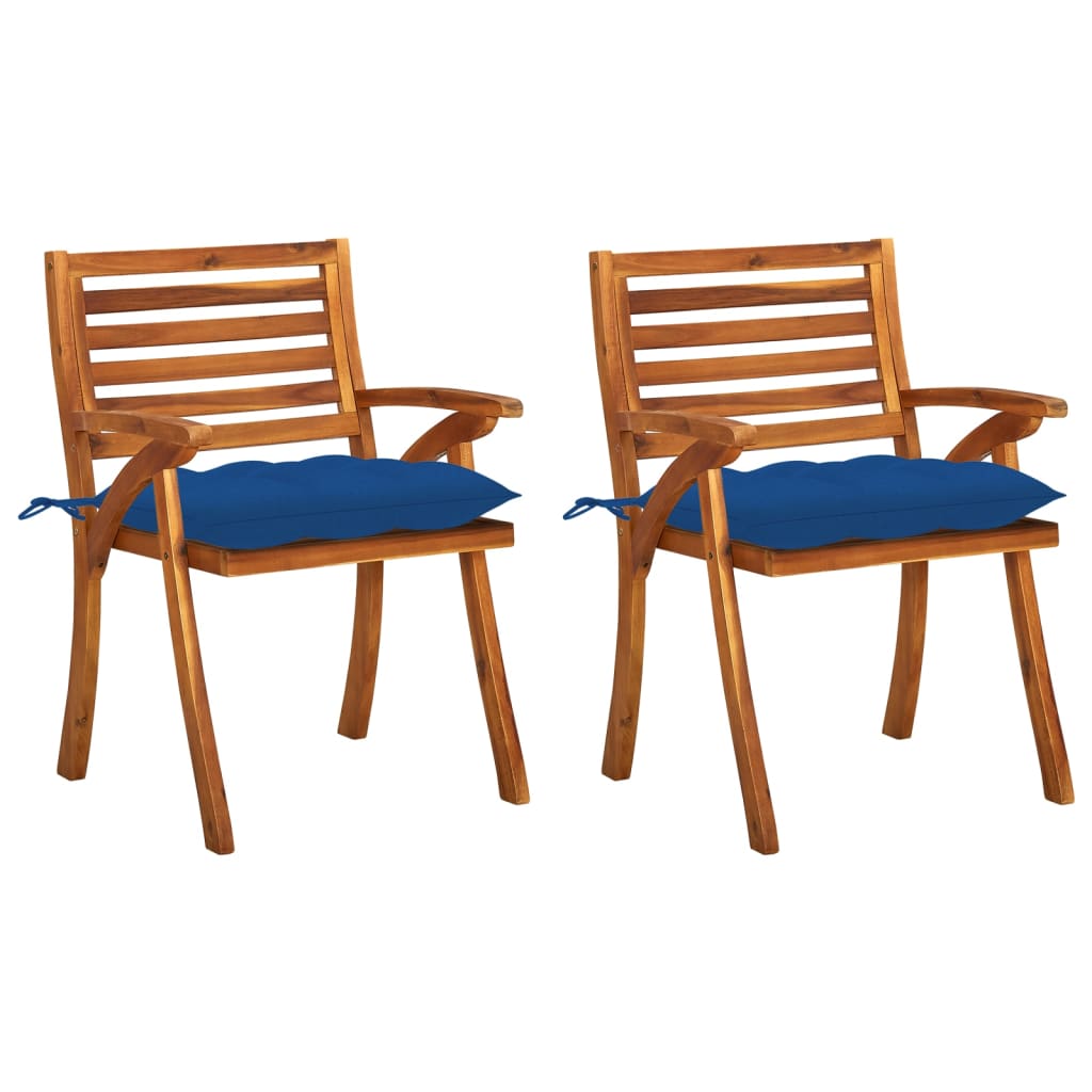 Chaises de jardin 4 pcs avec coussins en bois d'acacia massif