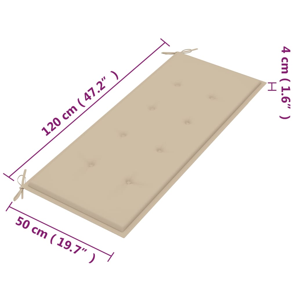 Tuinbank 3-zits met kussen 150 cm massief eucalyptushout